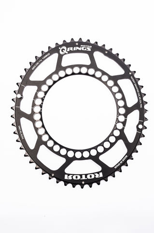 Rotor Q-Rings Compact 5-arm 110 BCD Aero Road Chainring oval - black Rotor Q-Rings Compact 5-arm 110 BCD Aero Road Chainring oval - black